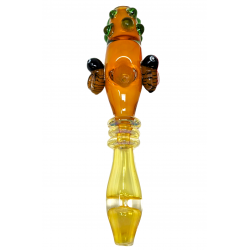 6.5" Silver & Gold Fumed Honeybee Landing Dual Pinch Steamroller Hand Pipe - [STJ81]